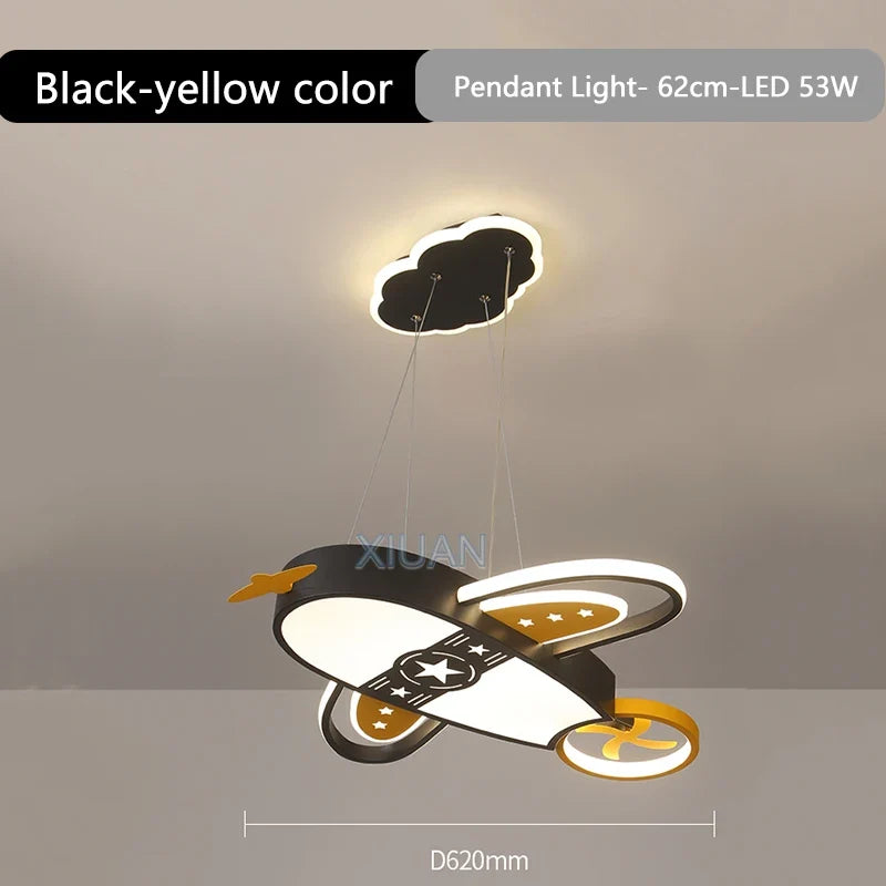 lustre avion moderne pour enfants avec éclairage télécommandé