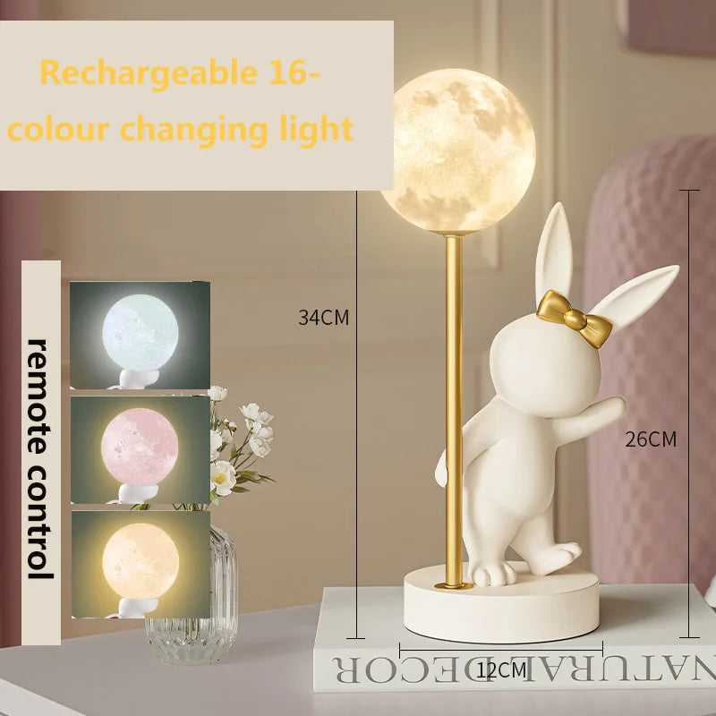 Lampe de Table en forme de lapin rose nordique