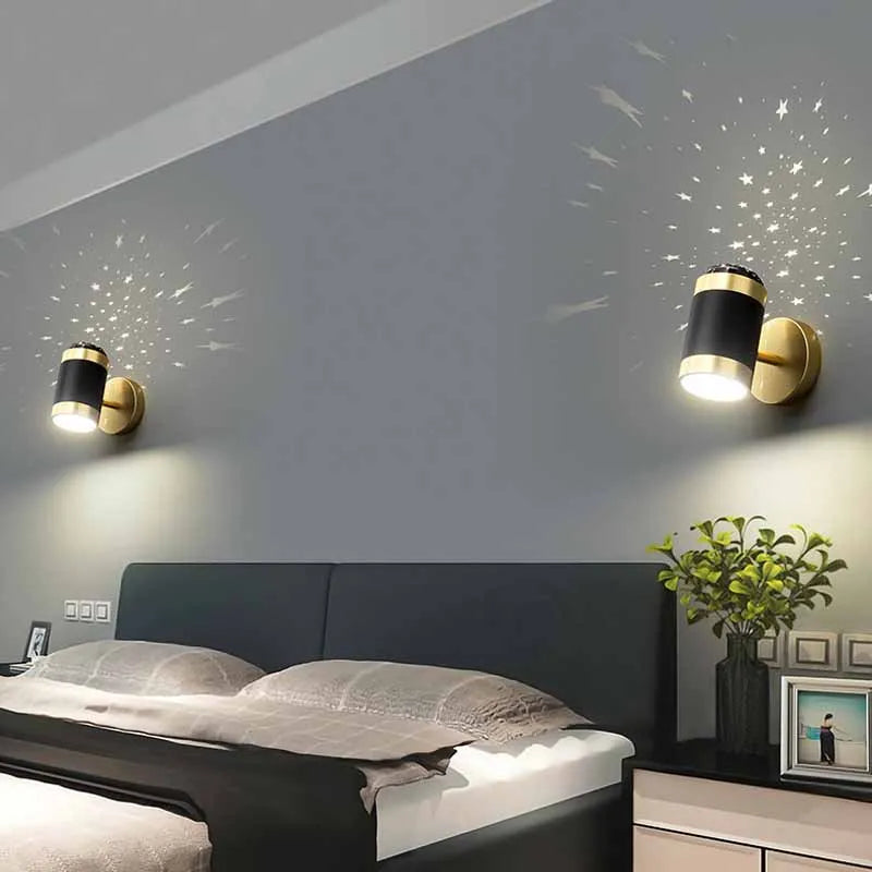 applique murale nordique moderne avec projection d'étoiles rotative pliante