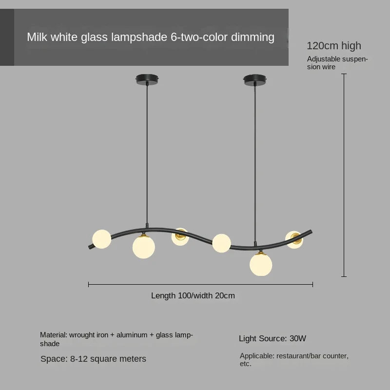 lustre en verre noir style nordique moderne pour restaurant et bar