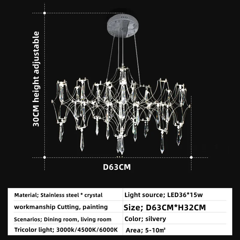 lustre post-moderne cube de lumière en cristal acier inoxydable led