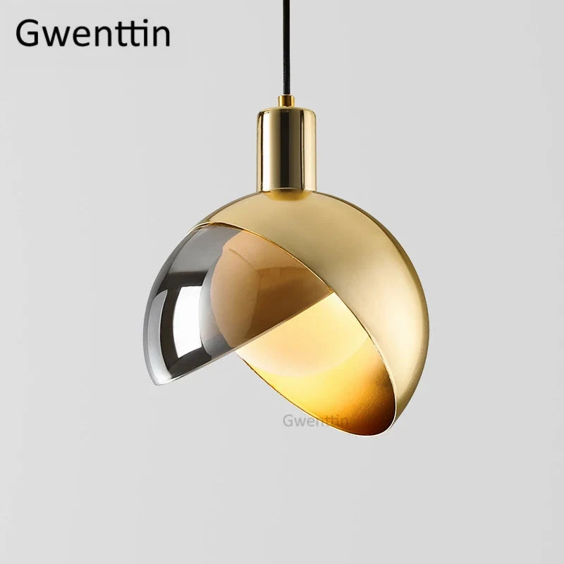 suspension moderne en or avec éclairage led décoratif