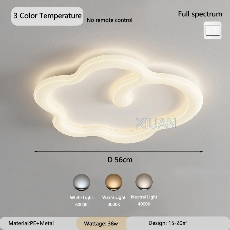 lustre scandinave nuage blanc avec télécommande optionnelle led