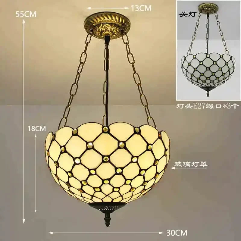lustre en verre teinté style tiffany pour décoration intérieure suspendue