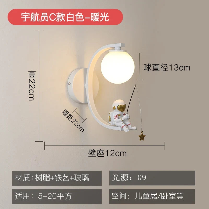 applique murale dessin animé astronaute lampe led pour enfants