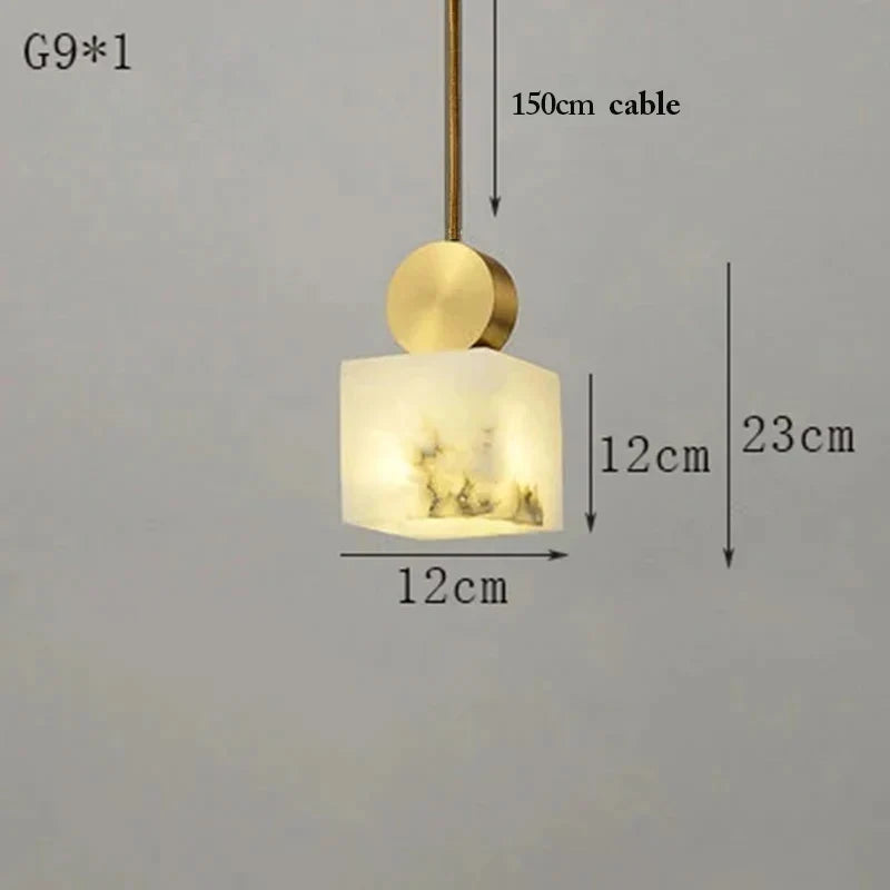Suspension nordique en marbre et cuivre avec lumières led