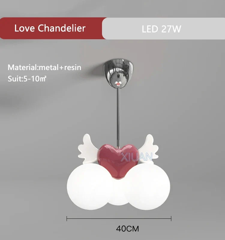lustre d'amour animé moderne pour chambre d'enfant fille