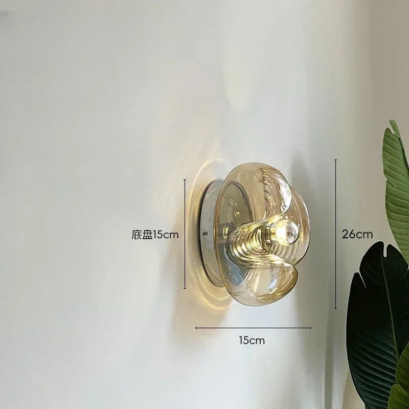 applique murale ronde en verre effet d'eau rétro
