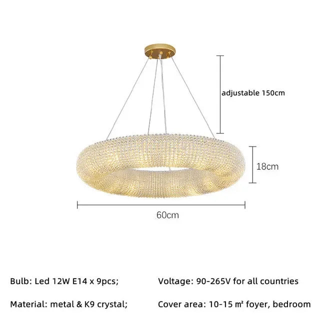 Modern Luxury Crystal Loft Chandelier Living Room Lustre Pendant Lamp Suspension Home Interior Decor Hanging Light Fixtures