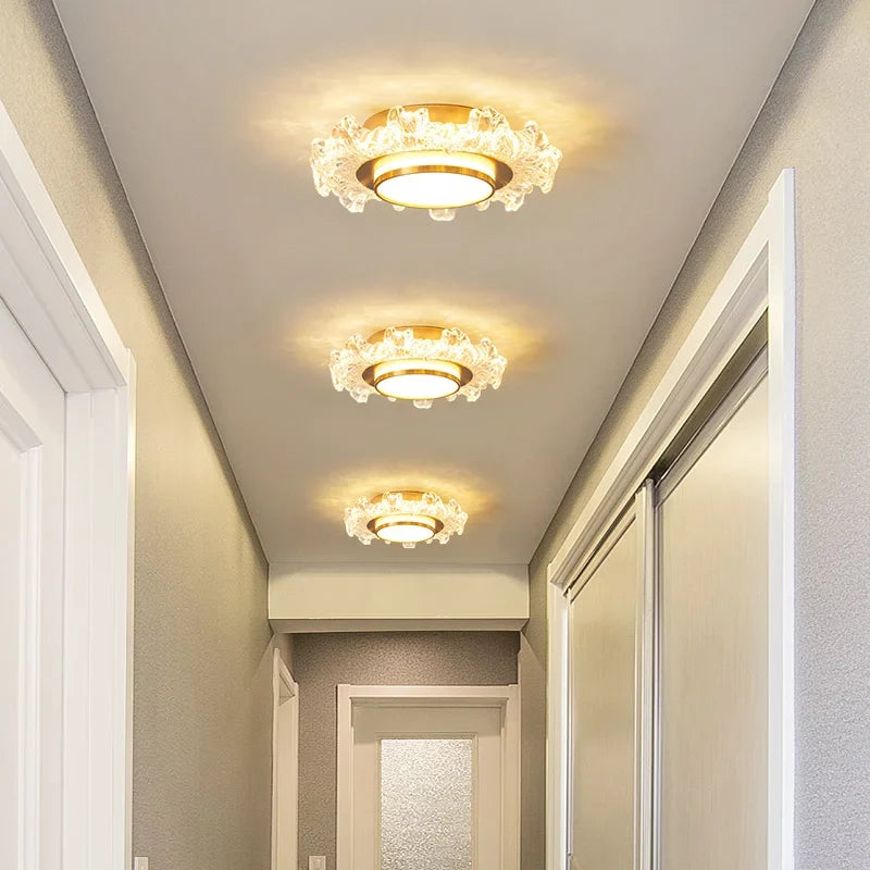 lustre moderne led en verre cristal pour décoration maison