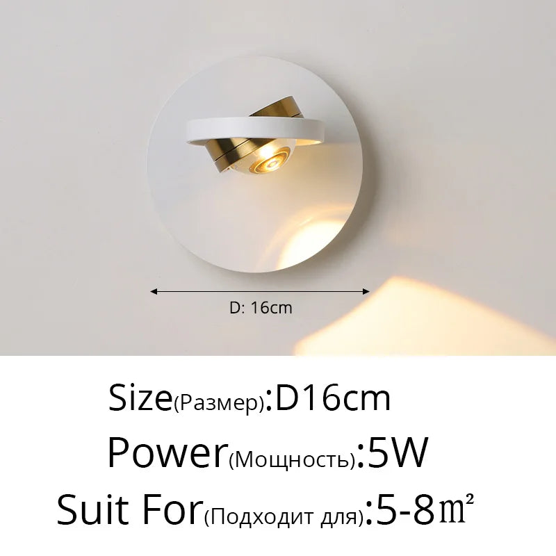Rotatif 	 moderne applique murale LED lampes noir blanc salon TV fond applique allée lumières projecteur éclairage intérieur décor à la maison