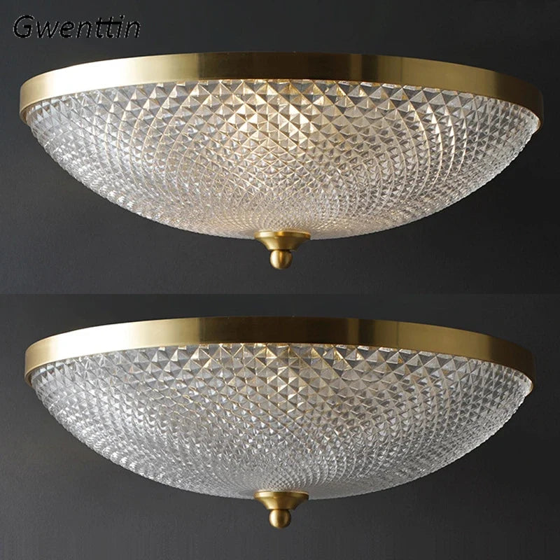 plafonnier en cuivre et verre pour décoration loft moderne