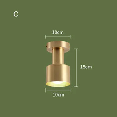Balcony, American All Copper Ceiling, Small Ceiling Lamp, Nordic Modern Simple Cloakroom, Creative Porch, Entrance Hall Lamp