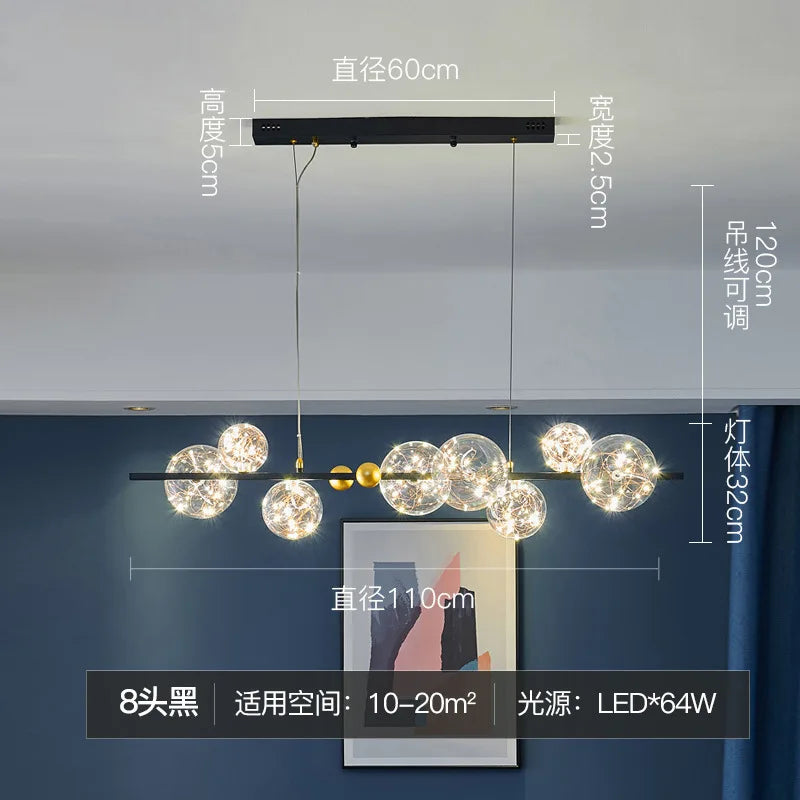 lustre led ciel étoilé nordique boule de verre intensité variable