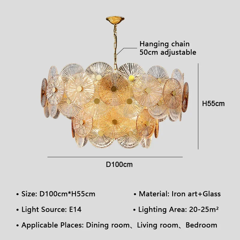 lustre en verre moderne avec lumière led design élégant