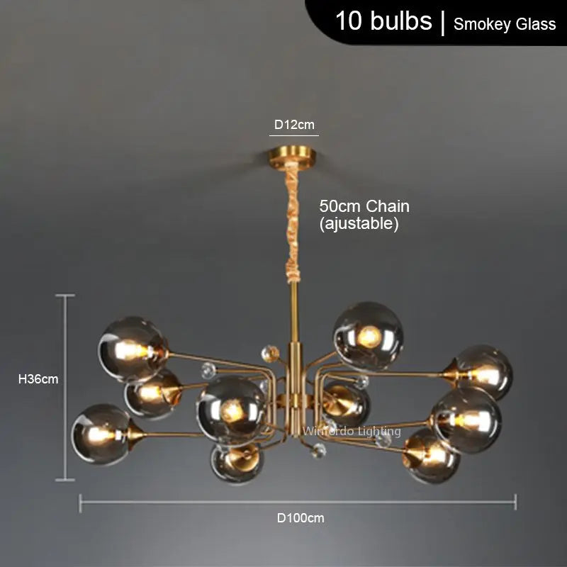 lustre led moderne 10 globes
