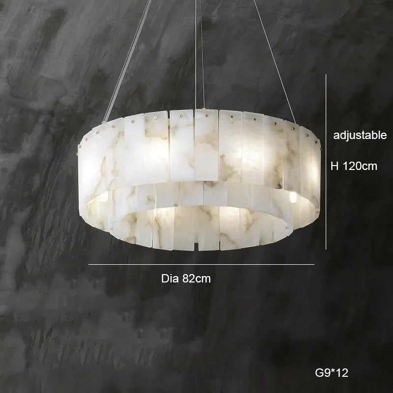 lustre suspension élégant en marbre naturel led postmoderne pour villa