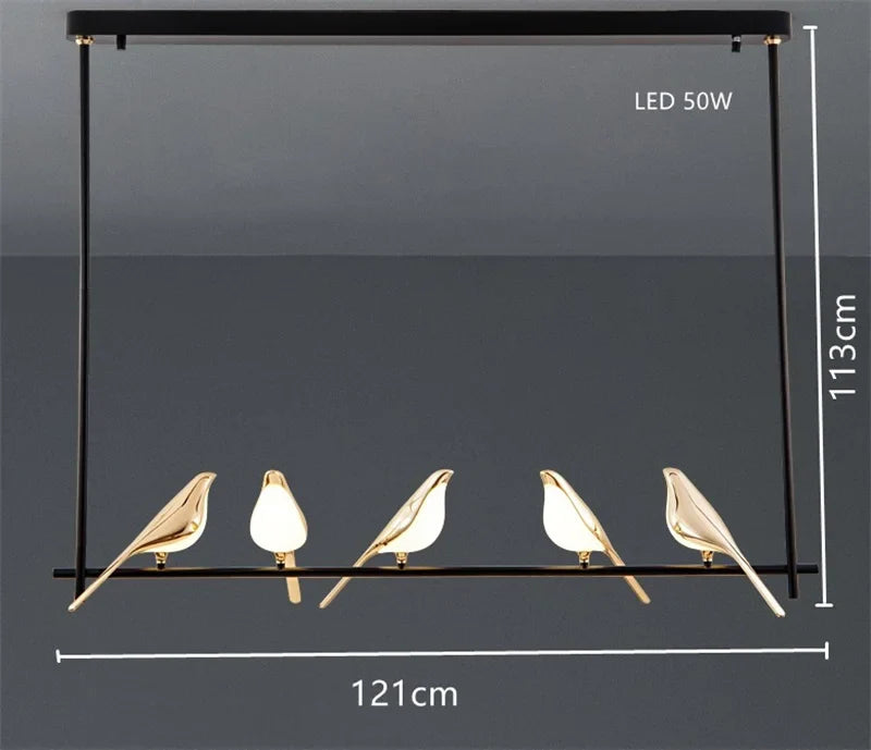 lustre oiseau doré pour décoration intérieure style nordique