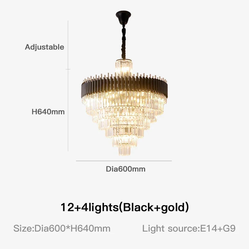 Lustre en Cristal de salon de luxe moderne Lustre en Cristal noir de haute qualité lampe en Cristal LED suspendue