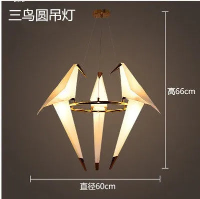 suspension LED design nordique en acrylique forme oiseau