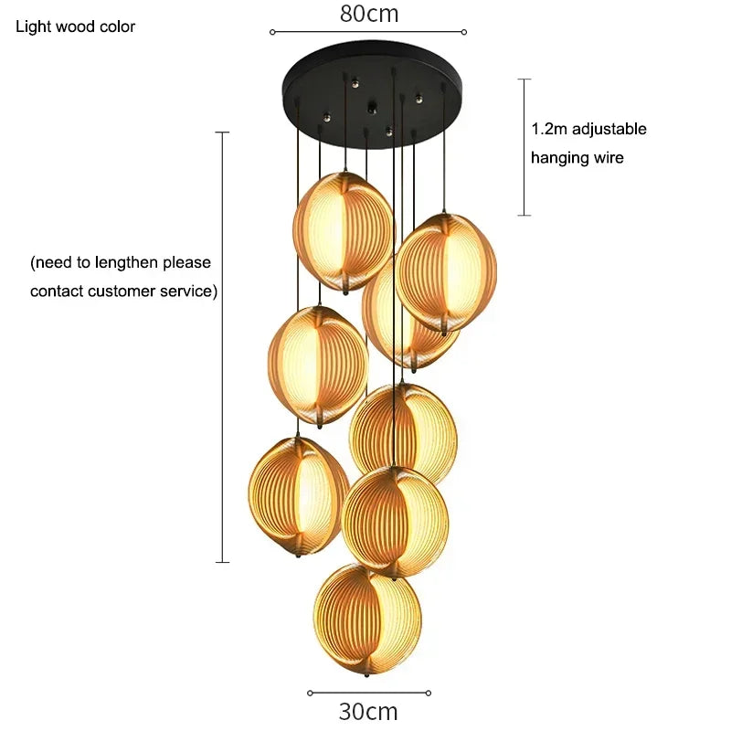suspension en bois wabi sabi pour décoration intérieure moderne