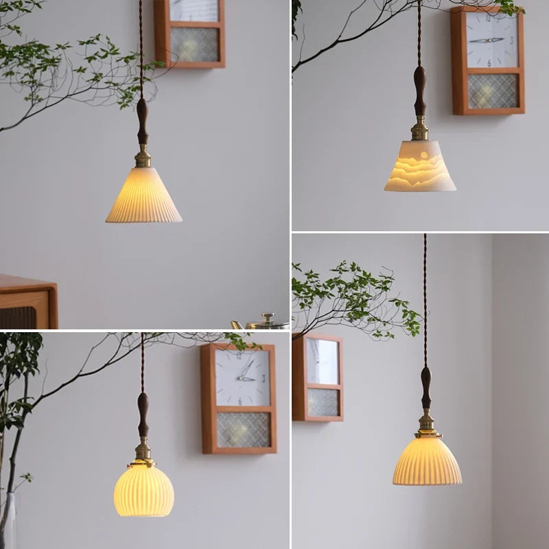 lustre nordique vintage en céramique et laiton luminaire suspendu