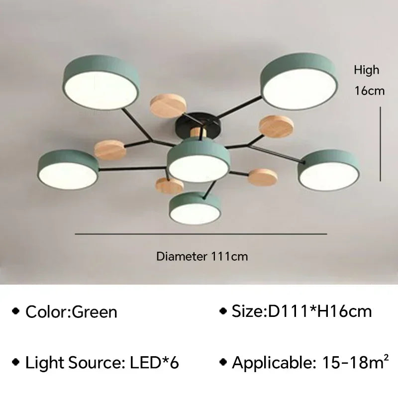plafonnier LED en bois design nordique pour intérieur élégant