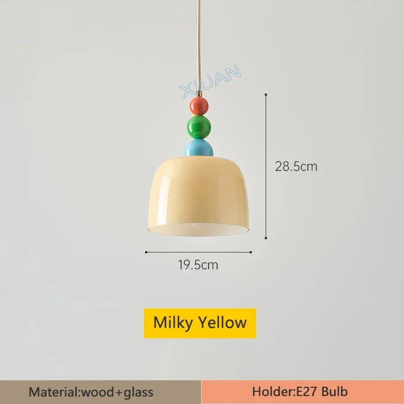 lustre en bois et verre pour bar maison avec led intégrée