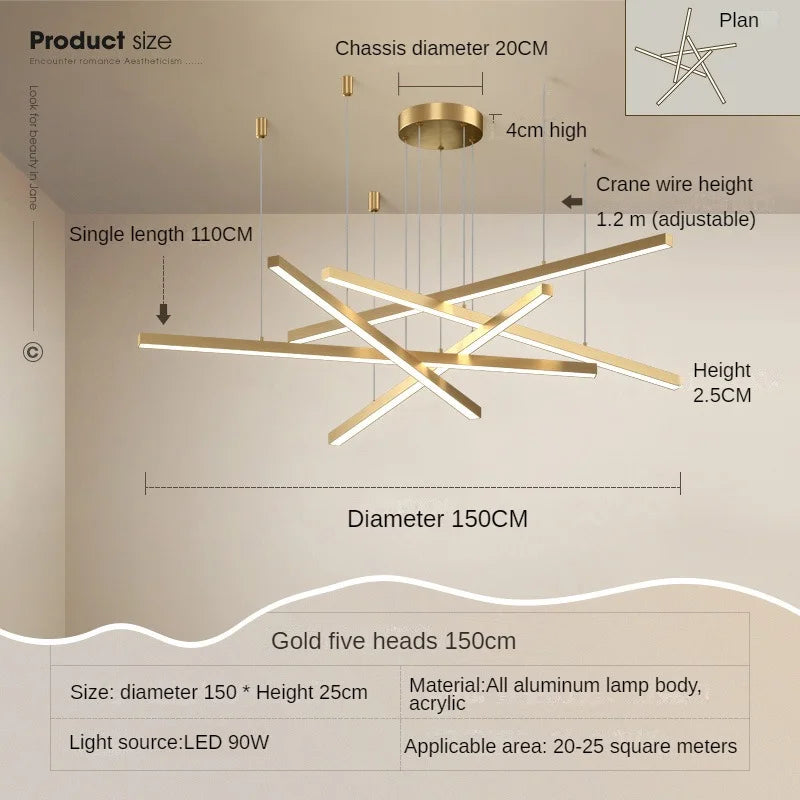 lustre suspendu moderne pour décoration intérieure lumineuse