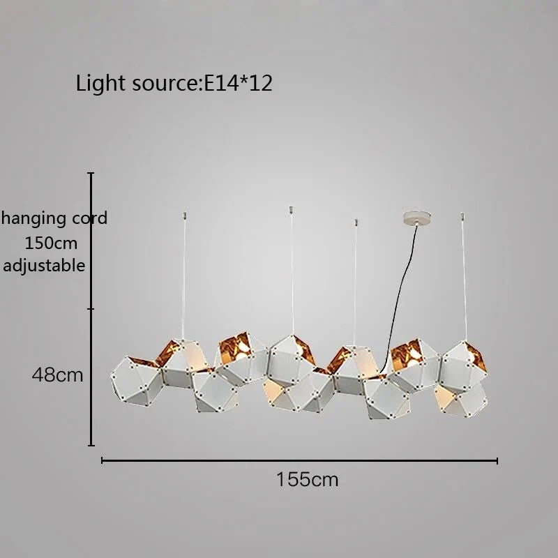 suspension led cube art déco style assorti 	 saison