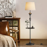 Integrated Floor Lamp with Storage Rack, Coffee Table, LED Living Room Sofa, Bedroom Corner, American Retro Floor Lamp