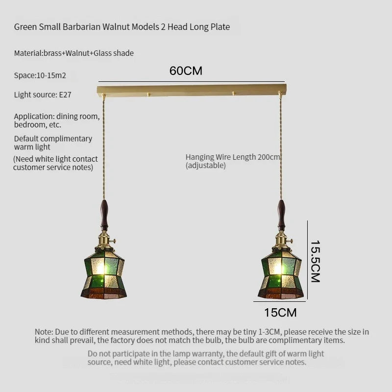 lustre antique de luxe suspendu en verre et laiton