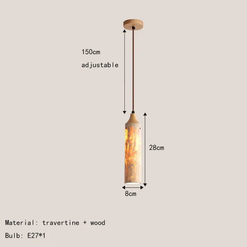 suspension en bois et pierre naturelle pour café ou restaurant