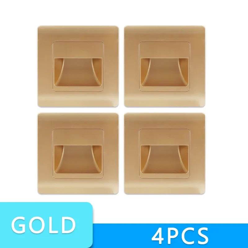 =(K)= 4Pcs Led Stair Light  PIR Sensor Wall Light 110V 220V Recessed Footlight Corridor Step Lamp Motion Wall Home Lighting