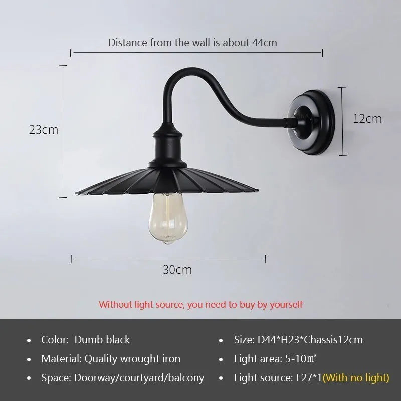 Vintage étanche applique murale lampe extérieure pour balcon porte cour couloir jardin industriel E27 appliques luminaire