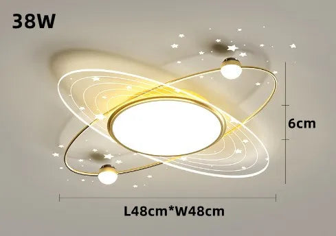 lustre moderne en fer avec éclairage led design étoile