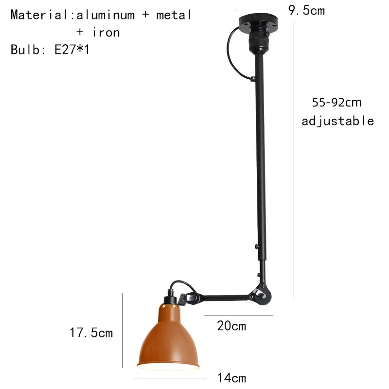 lustre rétro style américain avec abat-jour réglable en longueur