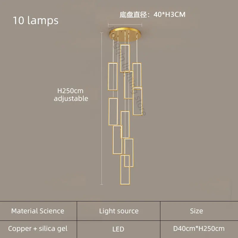 lustre moderne en cuivre avec éclairage LED design élégant