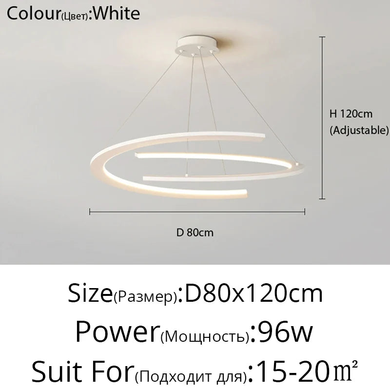 Lustre moderne simple design nordique anneau restaurant