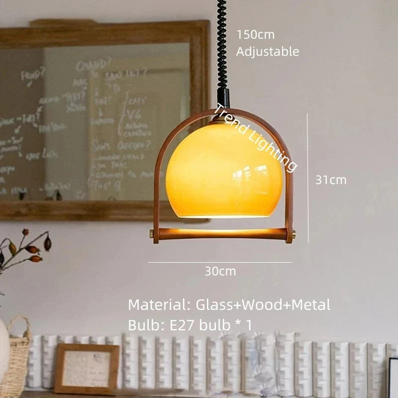 suspension en verre et bois style moderne hauteur réglable pour intérieur