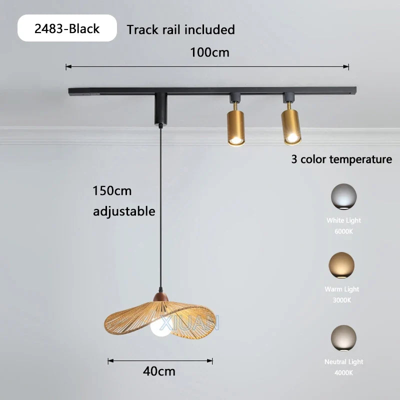 suspension wabi-sabi rétro en métal et bois pour boutique