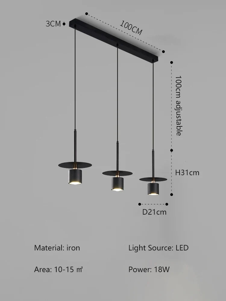 lustre moderne en fer noir pour décoration intérieure élégante
