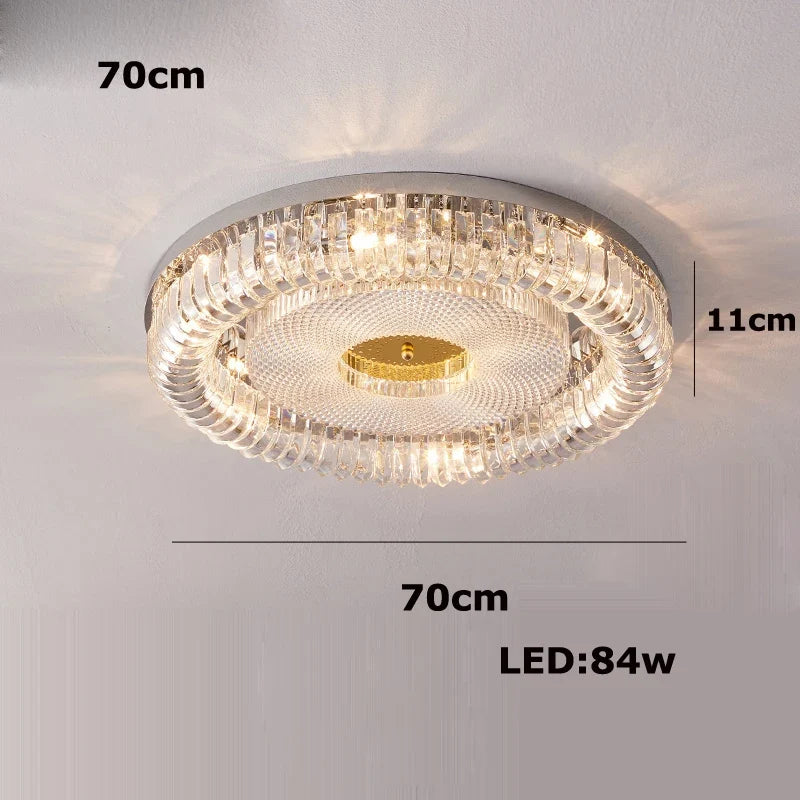 plafonnier led moderne à intensité variable en cristal doré argenté