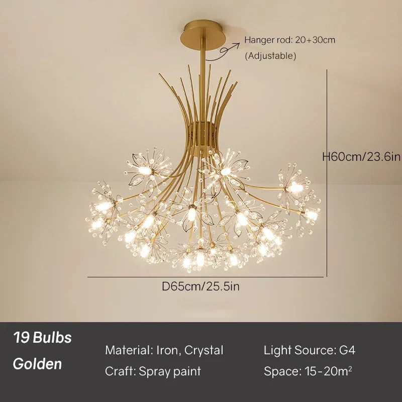 Dandelion Chandelier Nordic Pendant Lamp Ceiling Suspension Hanging Light for Living Ding Room