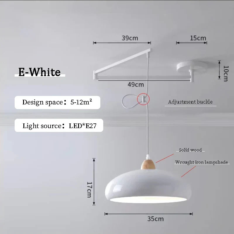 Lustres à bascule de Table à manger modernes LED peuvent être déplacés lampes à long poteau nordique Simple télescopique pliant lustre à bras Long