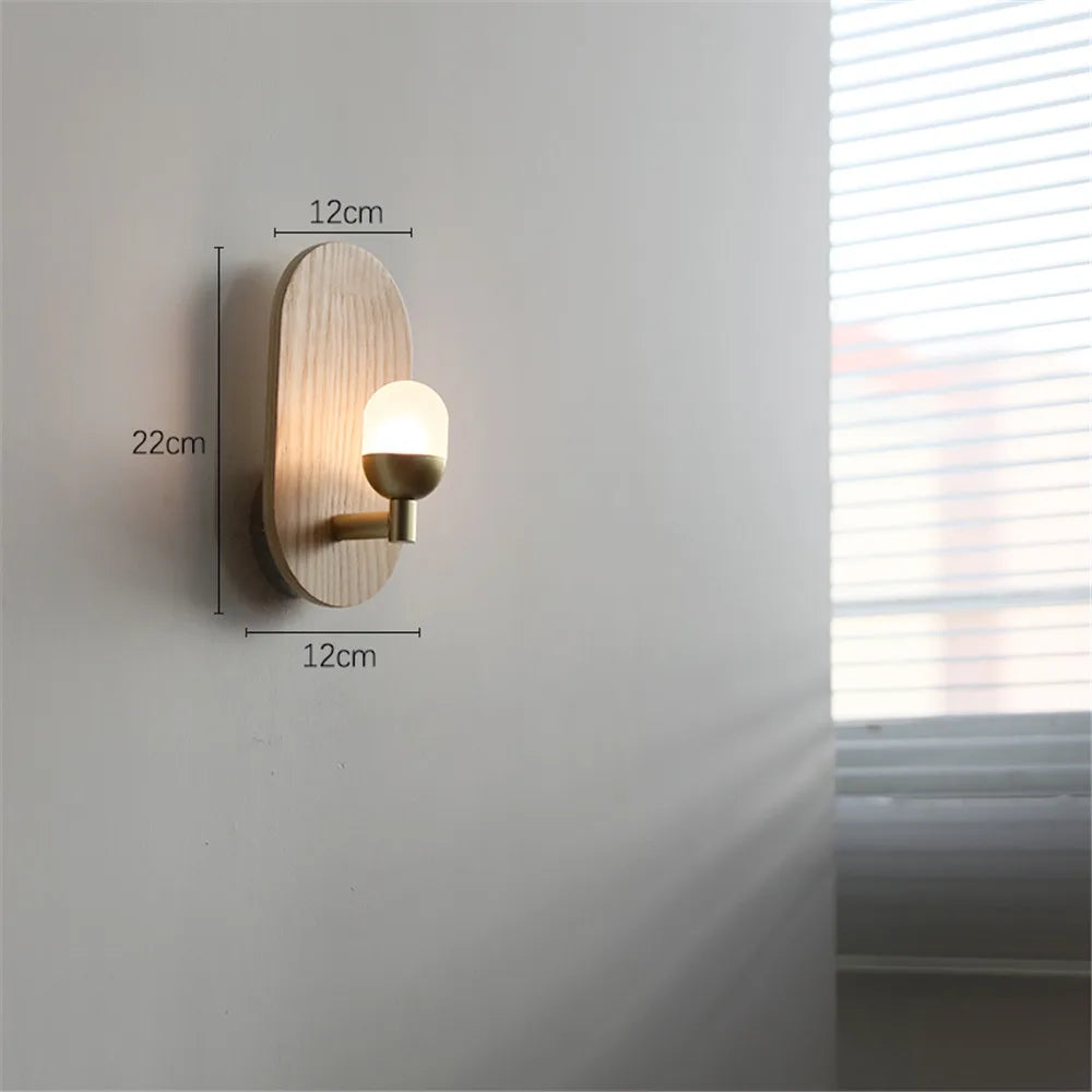 applique murale moderne nordique en bois avec led décorative