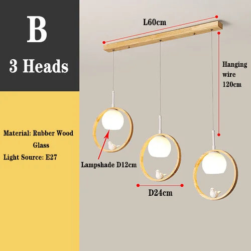 suspension modernes en bois avec led intégrée