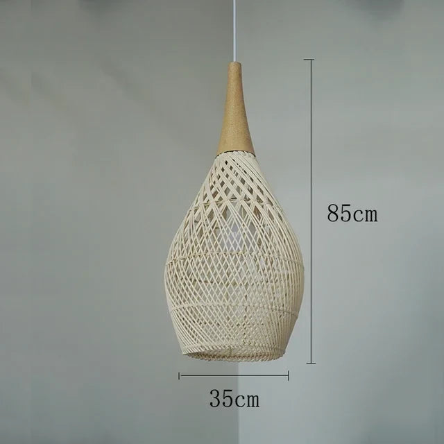 Modern art minimalist retro chandelier suitable for living room, dining room, farmhouse, natural rattan and willow chandelier