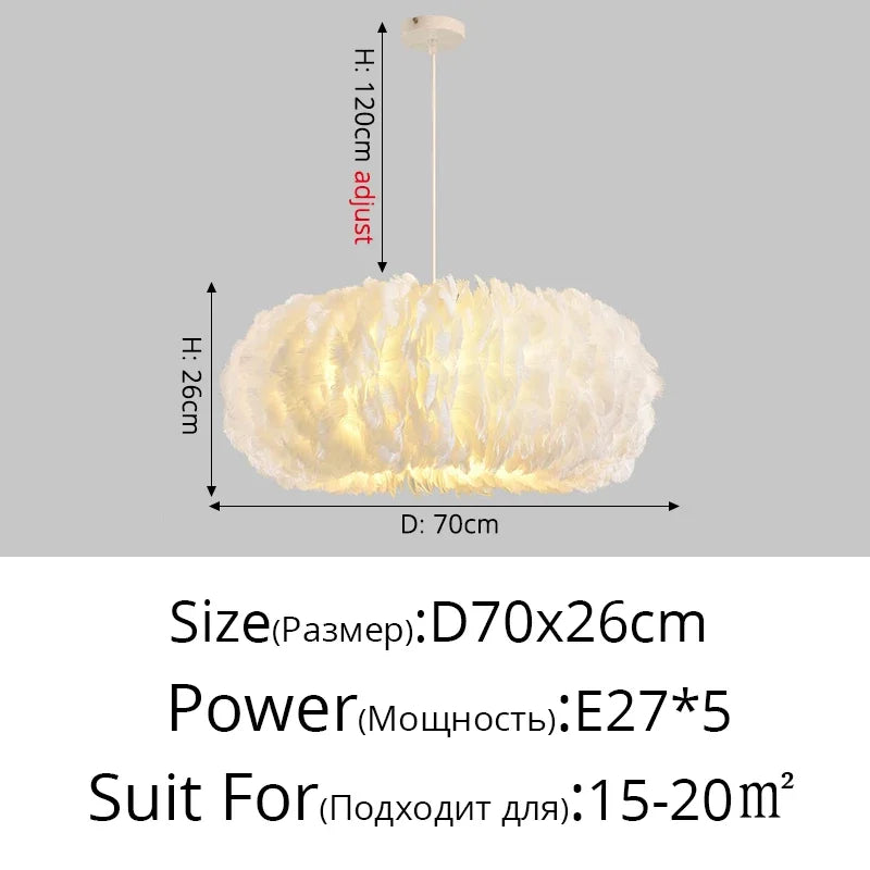 lustre led moderne avec plume décor pour éclairage intérieur