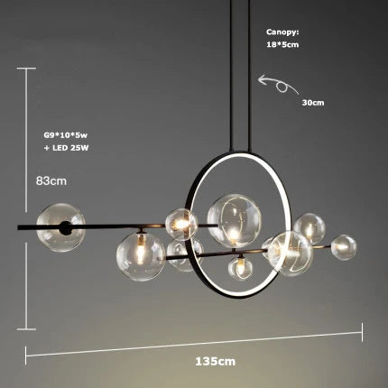 lustre en métal avec boule en verre pour décoration intérieure